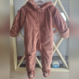Carter's Cozy Brown Bear Hooded Footie, Winter Wear 9 Months